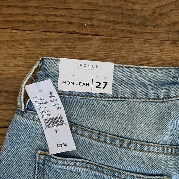 NWT Pacsun Light Blue Ripped Mom Jeans Size 27 - Picture 4 of 4